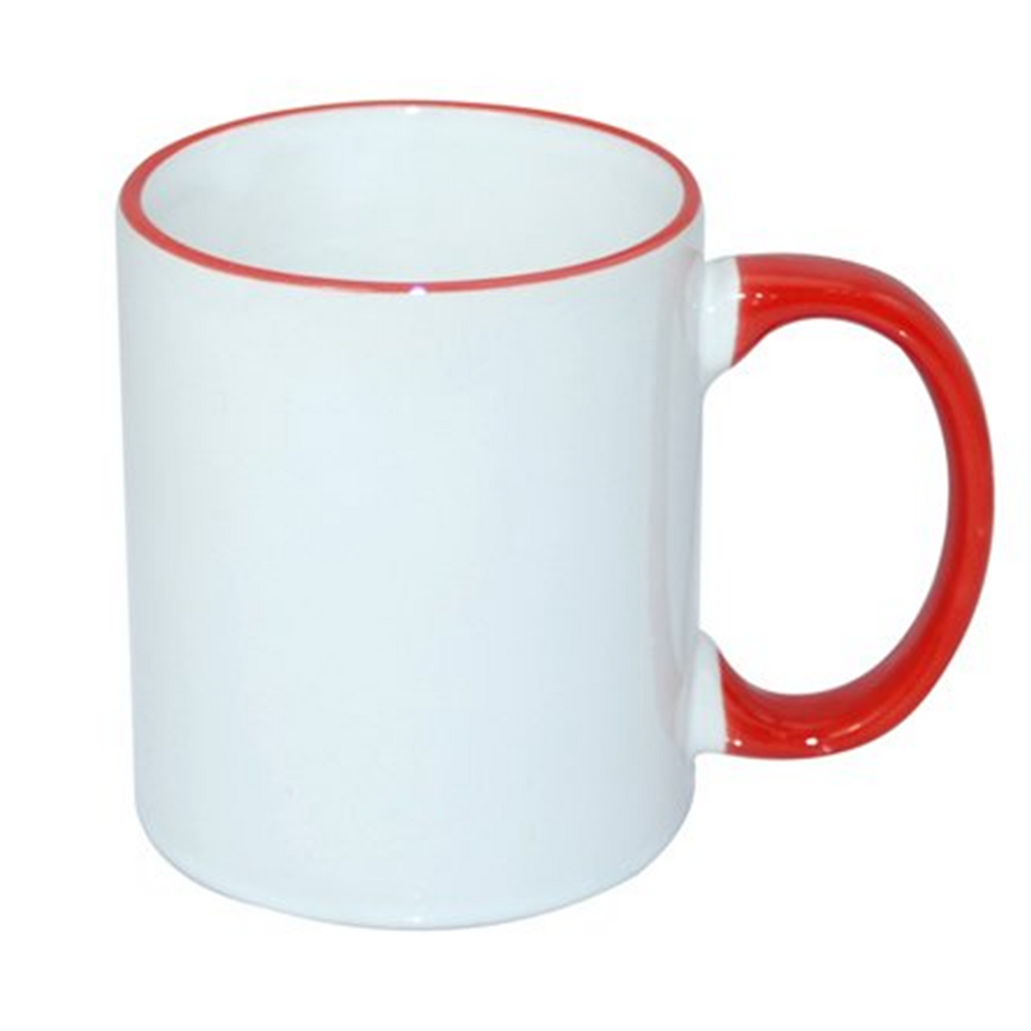 Tasse mit farbigem Rand und Griff